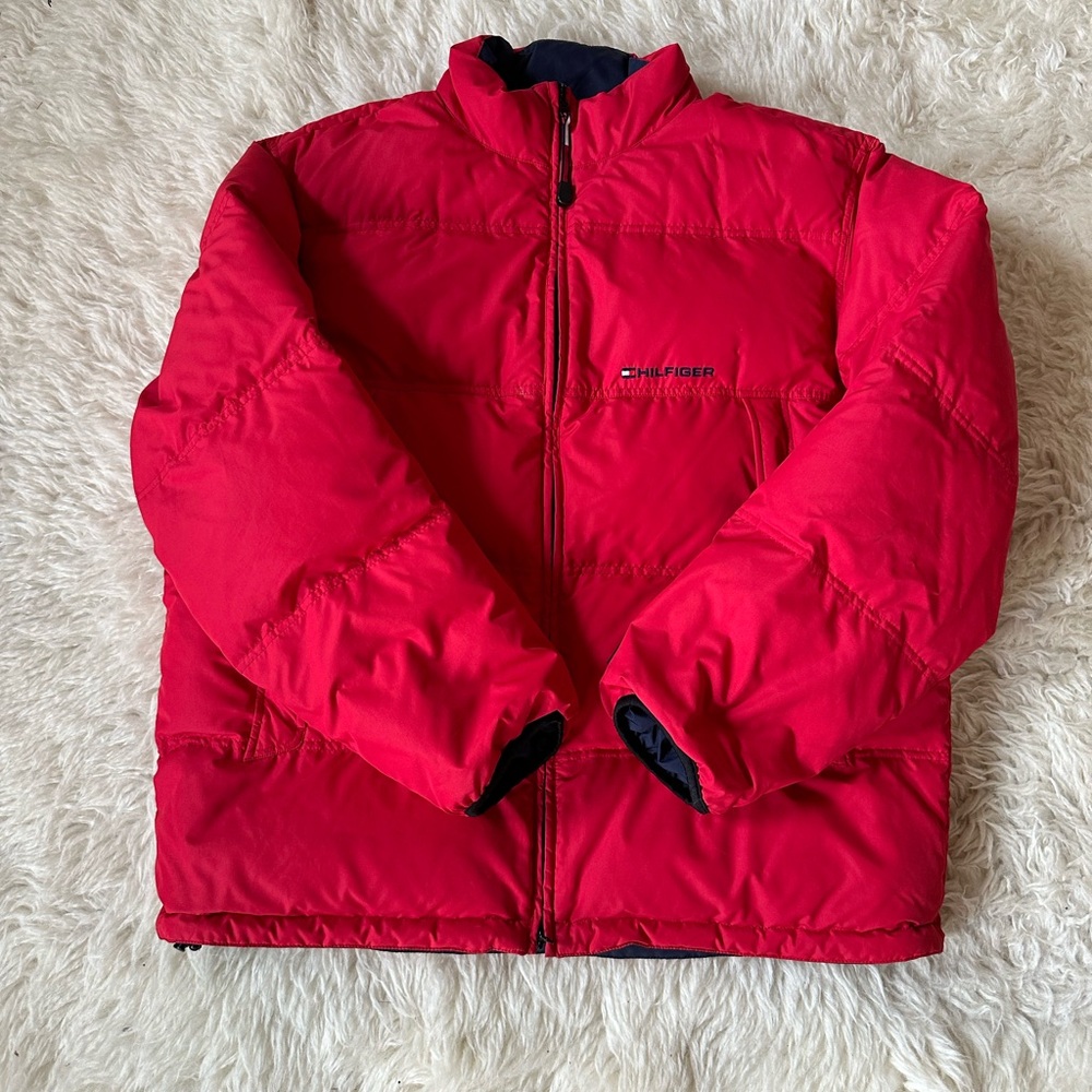 Vintage 90s REVERSIBLE Tommy Hilfiger Red/Navy Puffer Jacket